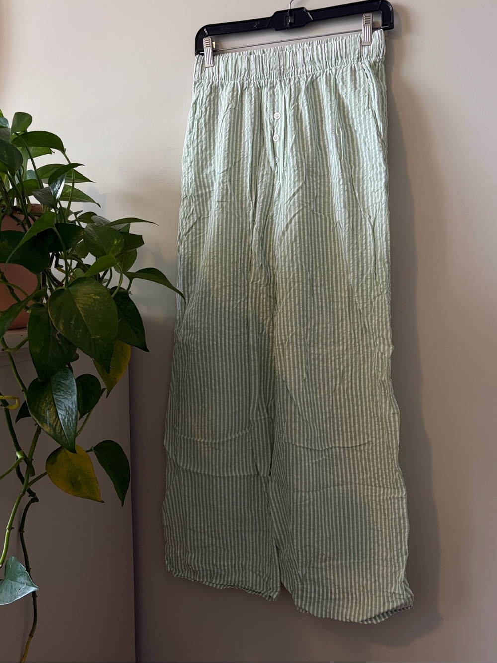 Daily Drills Green & White Seersucker Pants Xs/S
